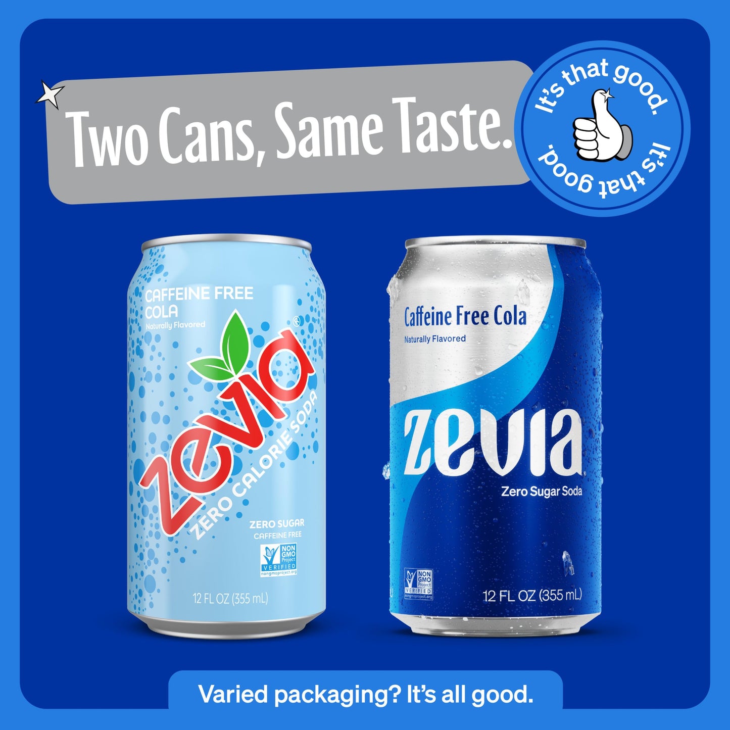 Zevia Zero Sugar Soda, Caffeine Free Cola, 12 oz Cans, 24-Pack, Non-GMO, Gluten-Free, Vegan
