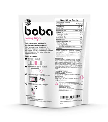 J Way Boba Authentic Instant Tapioca Boba Pearls For Milk Tea, Smoothies And Desserts, Brown Sugar Flavor (Ready In Just 20 Seco