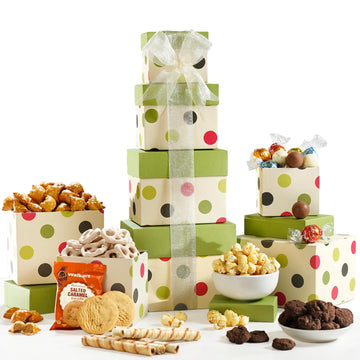 Broadway Basketeers Food Gift Basket Tower Snack Gifts for Women, Men, Families, College, Delivery for, Appreciation, Thank You,