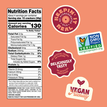 Back to Nature Gluten Free Multi-Seed Rice Thin Crackers, Non-GMO, Vegan Friendly Snack Cracker, Made with Whole Grain Brown Ric