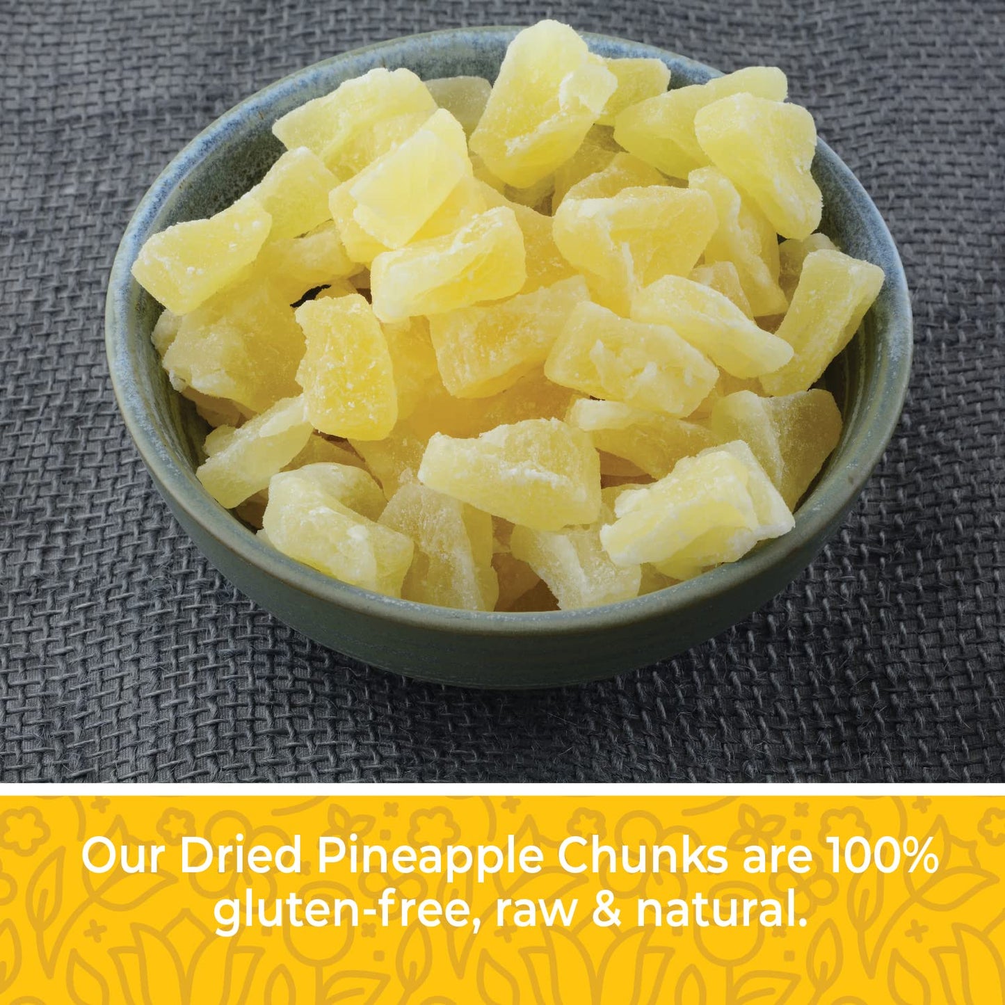 Herbaila Dried Pineapple Chunks, 1 Pound. Dehydrated Pineapple Chunk, Dehydrated Pineapple Bulk, Dried Pineapple Bits. All Natural, Non-Gmo, Lightly Sweetened Dried Pineapples, 16 Oz.