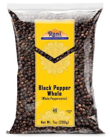 Rani Black Pepper Whole (Peppercorns), Premium Mg-1 Grade 7Oz (200G) ~ All Natural | Gluten Friendly | Non-Gmo | Kosher | Product Of Vietnam | Perfect Size For Grinders!