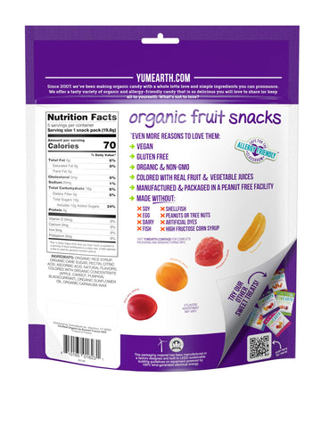 Yumearth Organic Fruit Snacks, 5- 0.7Oz. Fruit Flavored Snack Packs, Allergy Friendly, Gluten Free, Non-Gmo, Vegan, No Artificia
