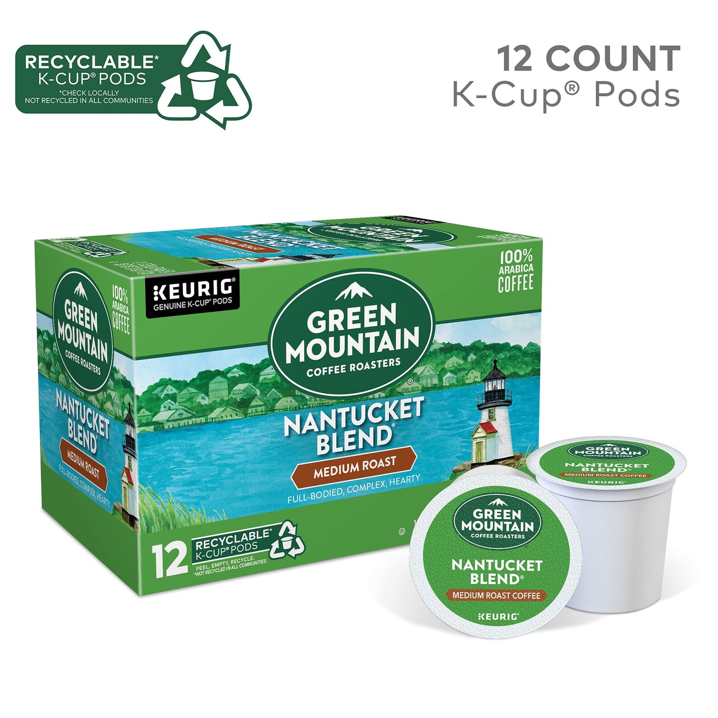 Green Mountain Coffee Roasters Nantucket Blend Keurig Single-Serve K-Cup Pods, Medium Roast Coffee, 12 Count