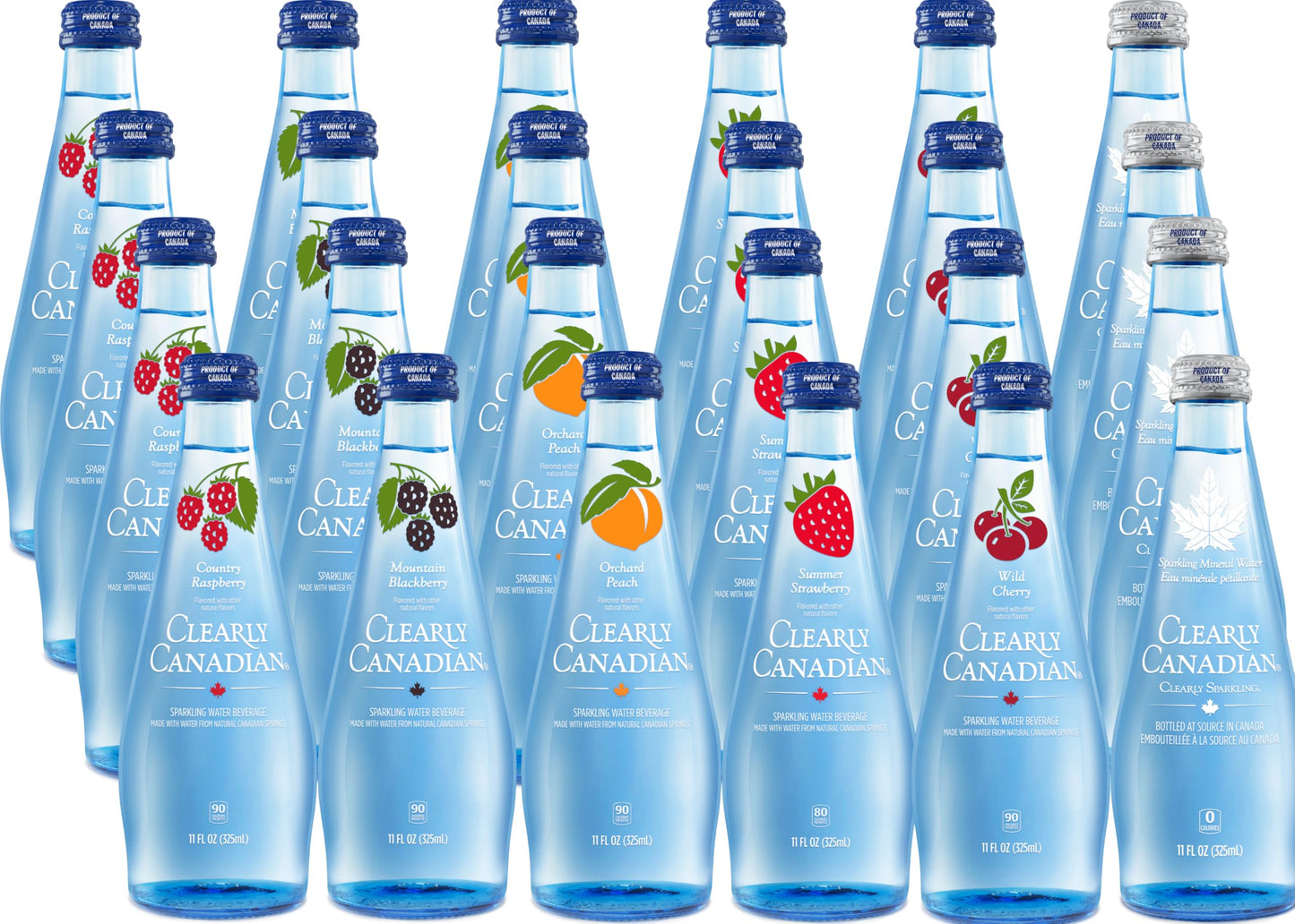 Clearly Canadian Sparkling Flavored Water 11 Oz Glass Bottles - Variety Of Refreshing Flavors Top-Grade Carbonated Beverage Available In 12-Pack And 24-Pack Options (24 Pack 24 Pack Variety)