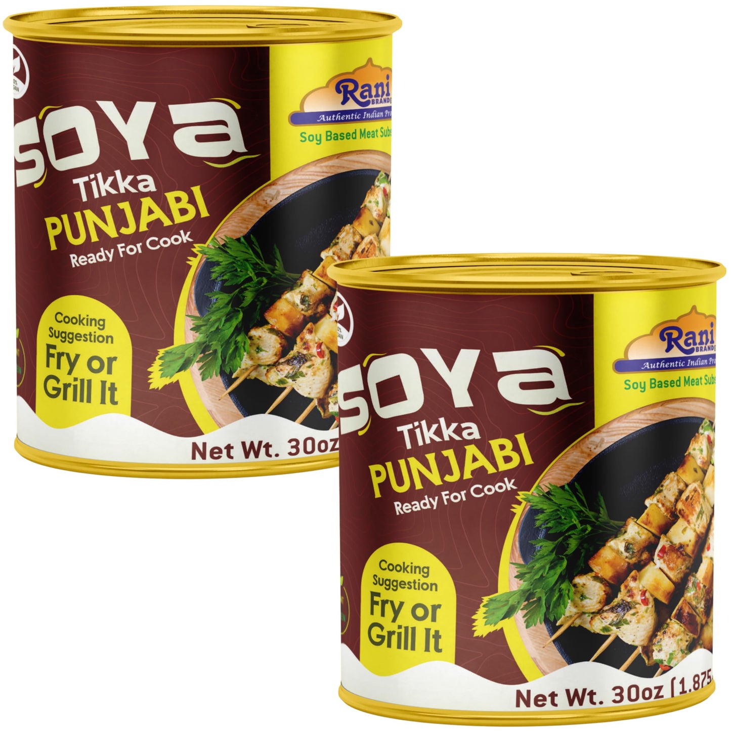 Rani Soya Tikka Punjabi 30oz (1.875lbs) 850g, Pack of 2, Ready for Cook ~ Easy Open Lid | All Natural | Vegan | No Colors | NON-