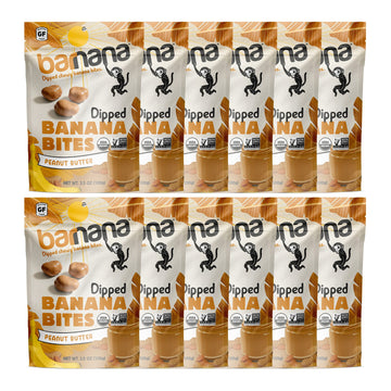 Barnana - Organic Chewy Dipped Banana Bites, Peanut Butter, Chewy Banana Snack, Made With Real Fruit, Kosher, USDA Organic, Pale