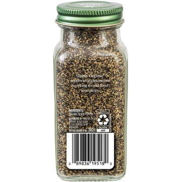 Simply Organic Black Pepper, Coarse Grind, Certified Organic, Vegan | 2.47 Oz | Piper Nigrum L.