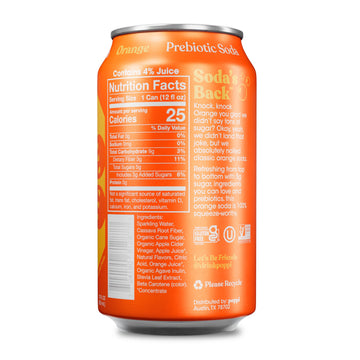 poppi Sparkling Prebiotic Soda with Apple Cider Vinegar, Orange Flavor, 12 Fl Oz, Pack of 12