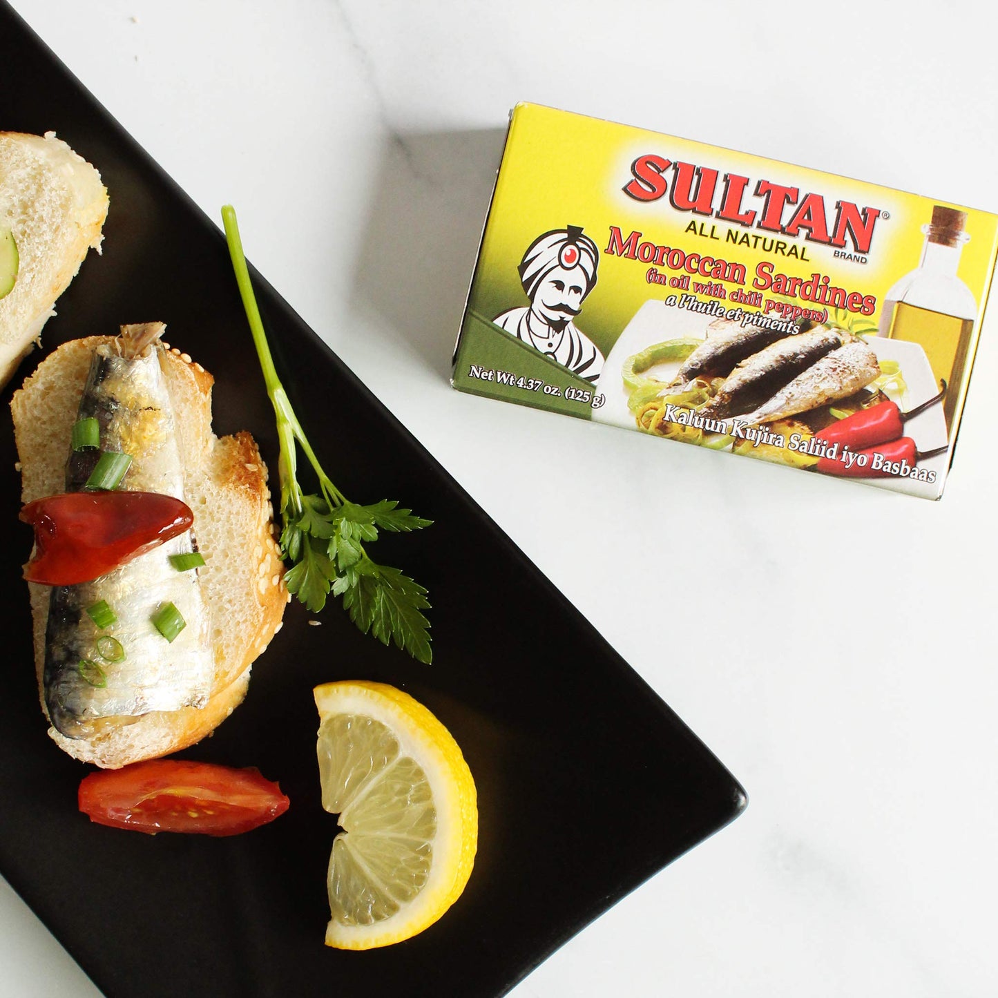 Sultan Moroccan Season Sardines In Oil With Chili Peppers, 100% All-Natural, High Protein, No Additives, No Preservatives, Paleo