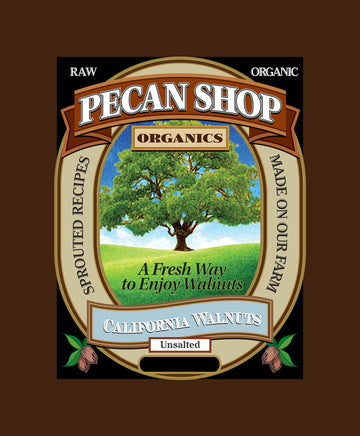 Pecan Shop Sprouted Organic Raw California Walnuts, High halves Count, Unsalted, 2 Pound