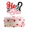 Gyufise 1Pc Happy Valentine's Day He or She Cake Topper Glitter Gender Reveal Cake Topper Decoration for Valentine Theme Birthda