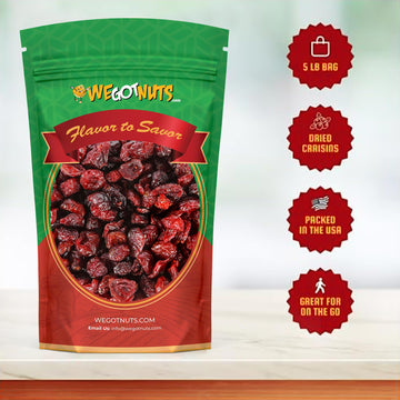 Dried Cranberries 5 Pounds (80oz) By We Got Nuts Sweetened Cranberries for Salads, Cooking, and Baking