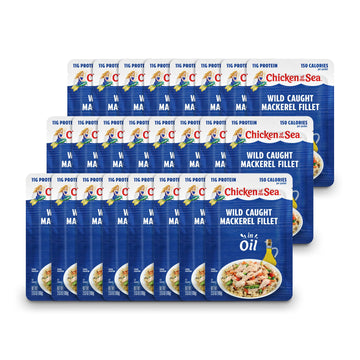 Chicken of the Sea Mackerel Fillet in Oil, 3.53 Ounce Packets (Box of 24), Wild Caught Mackerel