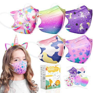Fenfen Kids Kn95 Face Mask Disposable - 50 Pack Kn 95 Kid Masks Children Small Size Breathable Girls Kids Kn95 Unicorn Mask Masc
