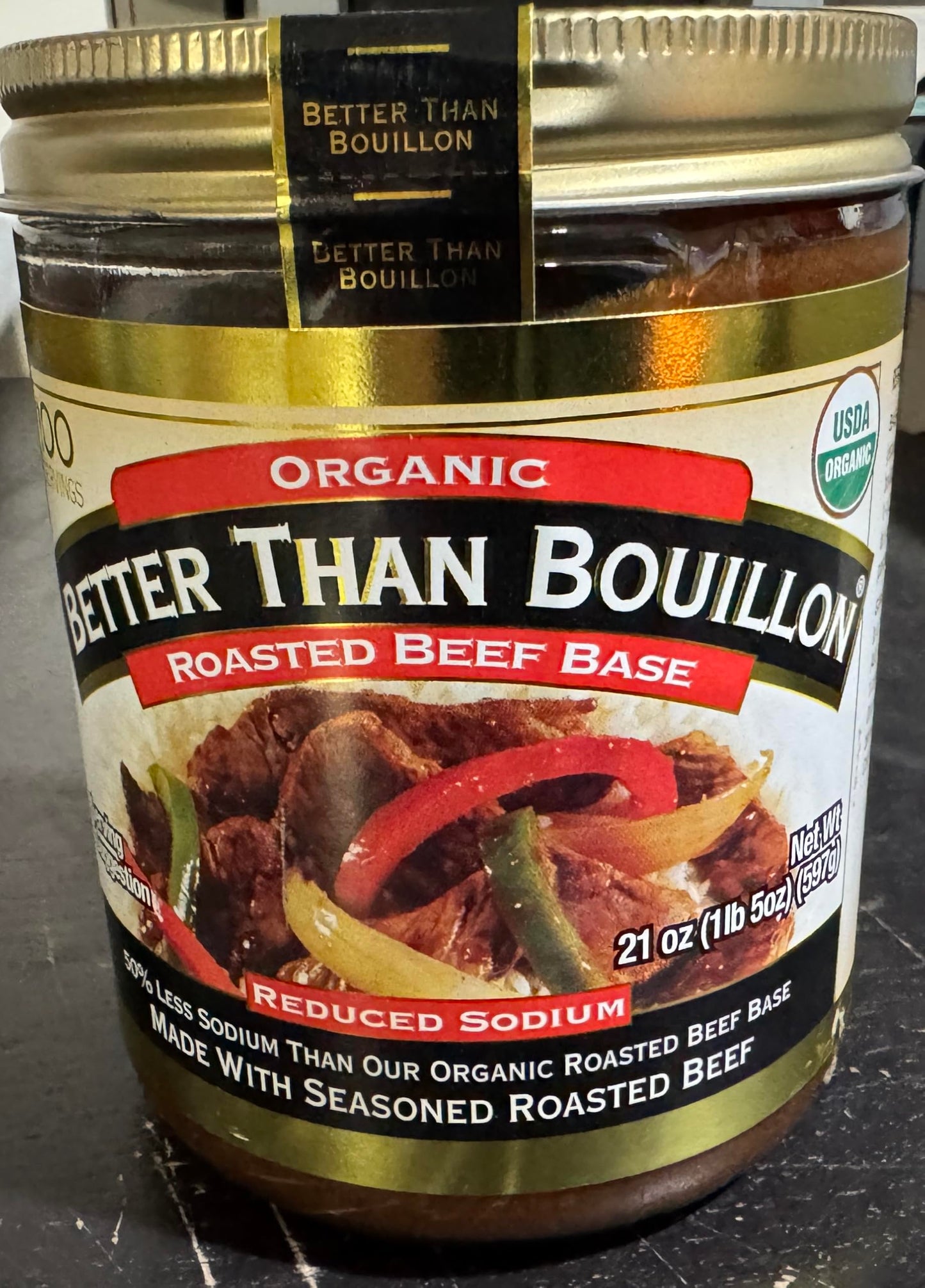 Better Than Bouillon Organic Roasted Beef Base, Made with Seasoned Roasted Beef, USDA Organic 21-Ounce Jar 100 Serving (Pack of