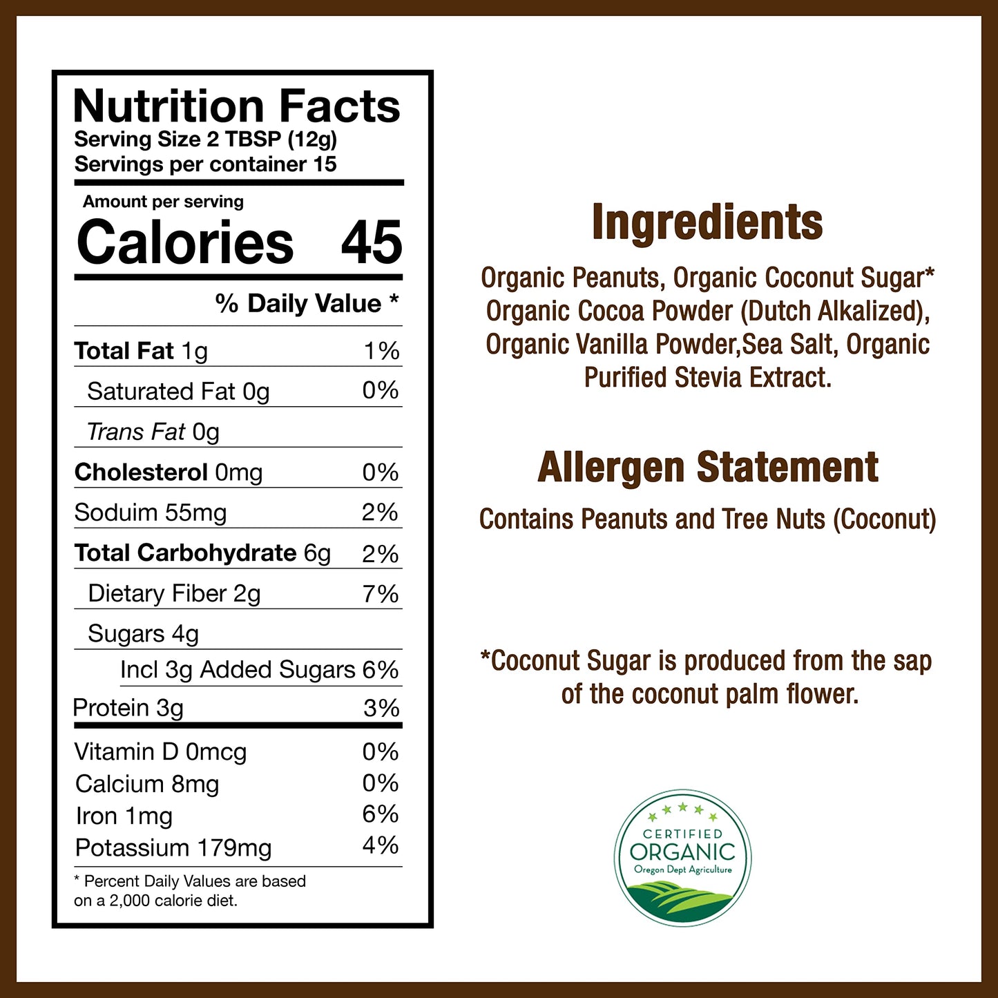 Betty Lous Just Great Stuff Powdered Organic Peanut Butter, Chocolate, 6.35 Ounce