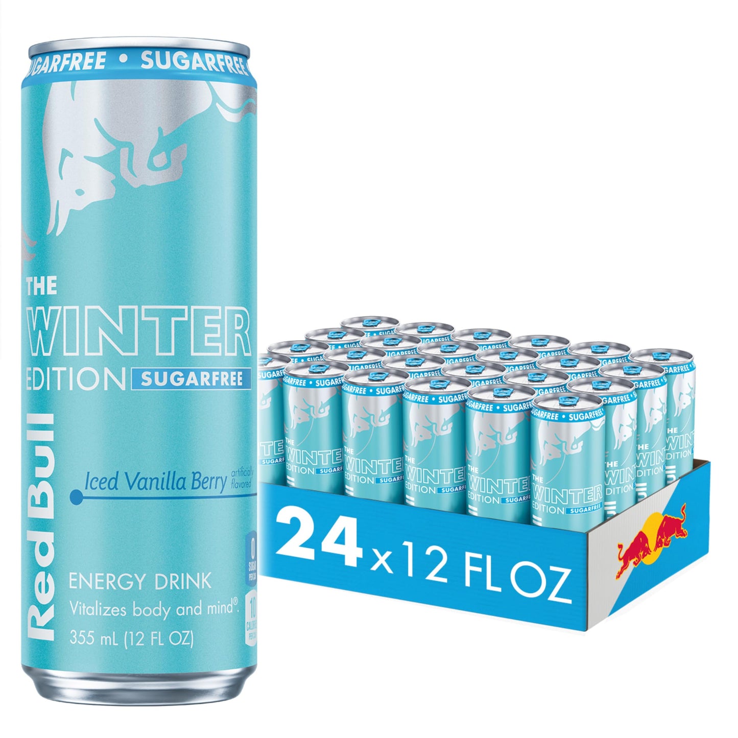 Red Bull Winter Edition Sugar Free Energy Drink Iced Vanilla Berry 12 Fl.Oz. Can Case Of 24 Cans 114Mg Energy Blend Taurine & B Vitamins