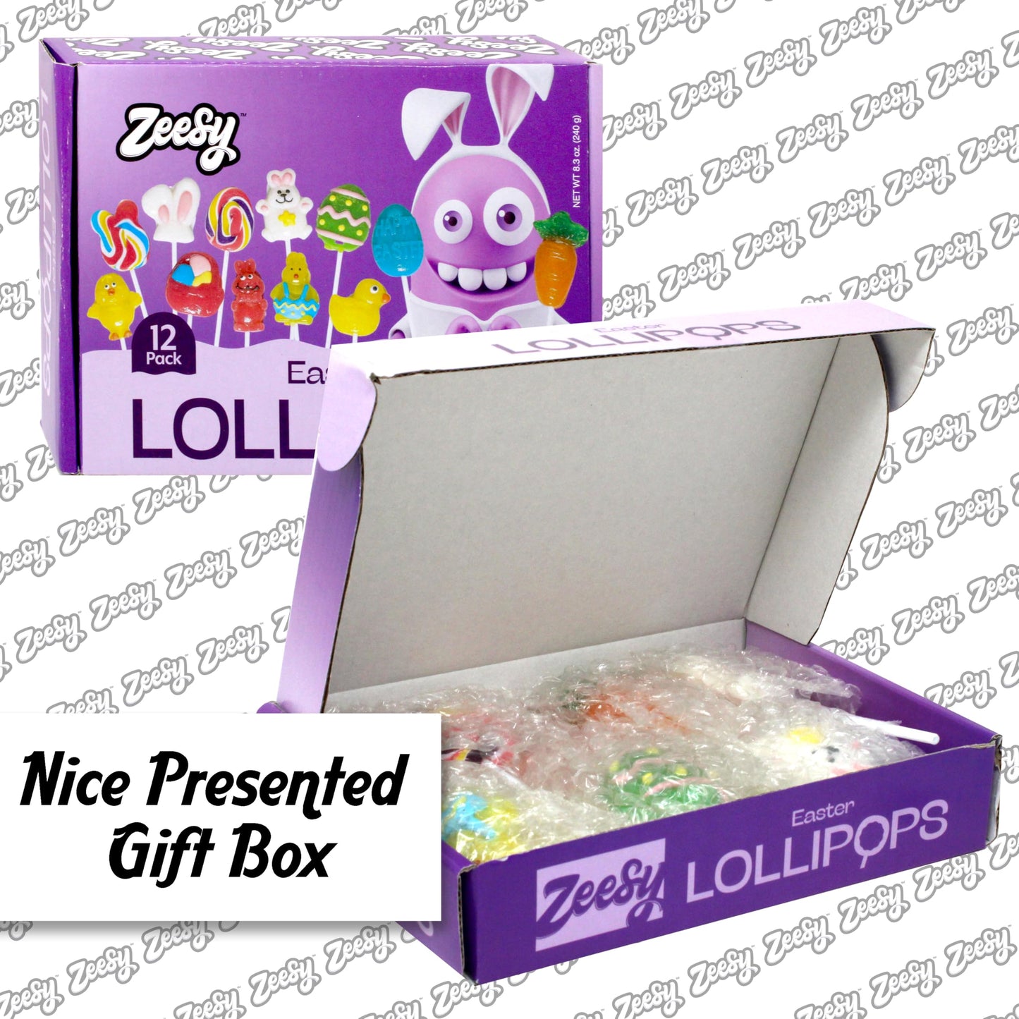 Zeesy Easter Lollipops – 12 Pack Individually Wrapped Candy Suckers for Kids, Party Favors & Holiday Gifts