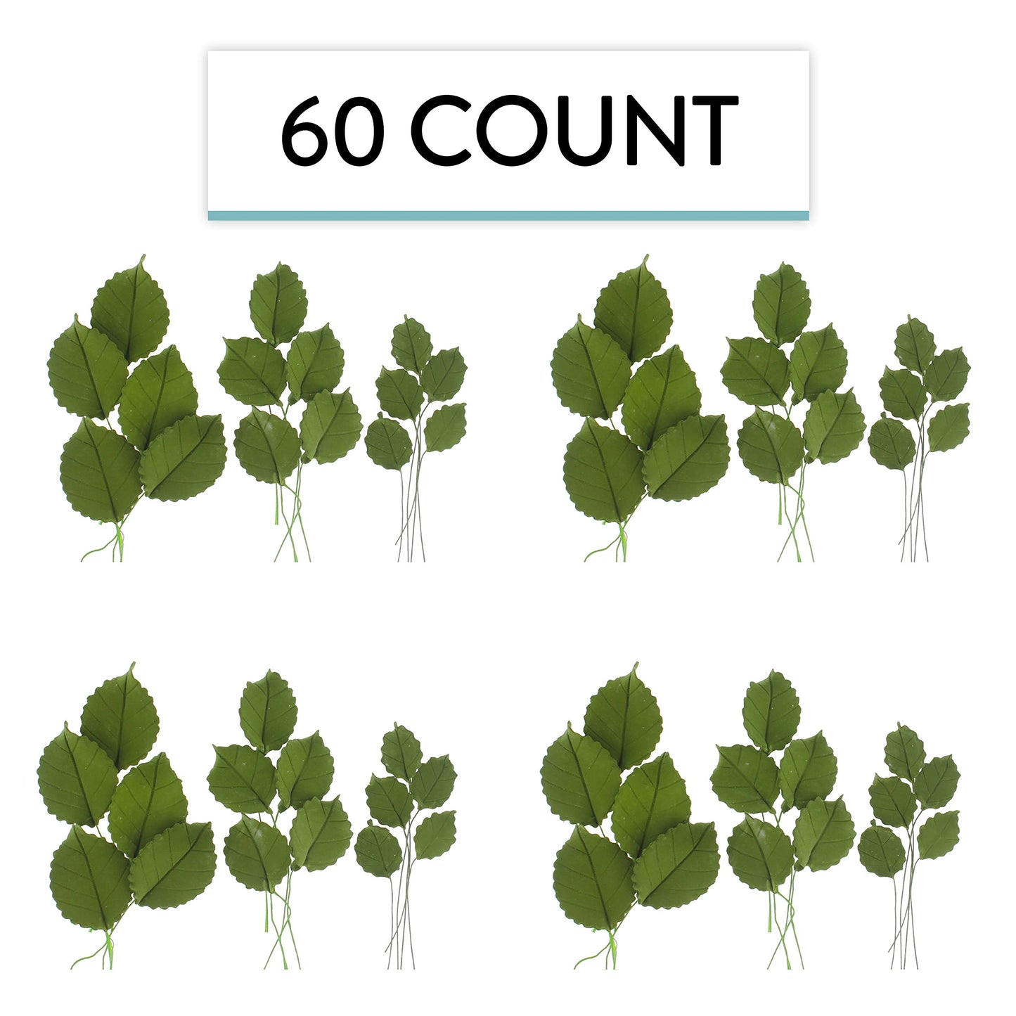 Global Sugar Art Rose Leaf Dark Green Sugar Cake Flower, 3 Sizes, 120 Count By Chef Alan Tetreault