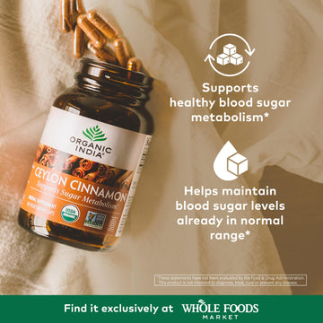 ORGANIC INDIA Ceylon Cinnamon compact pieces - Organic, Vegan, Gluten-Free, 60 Count - Model 0850021635367