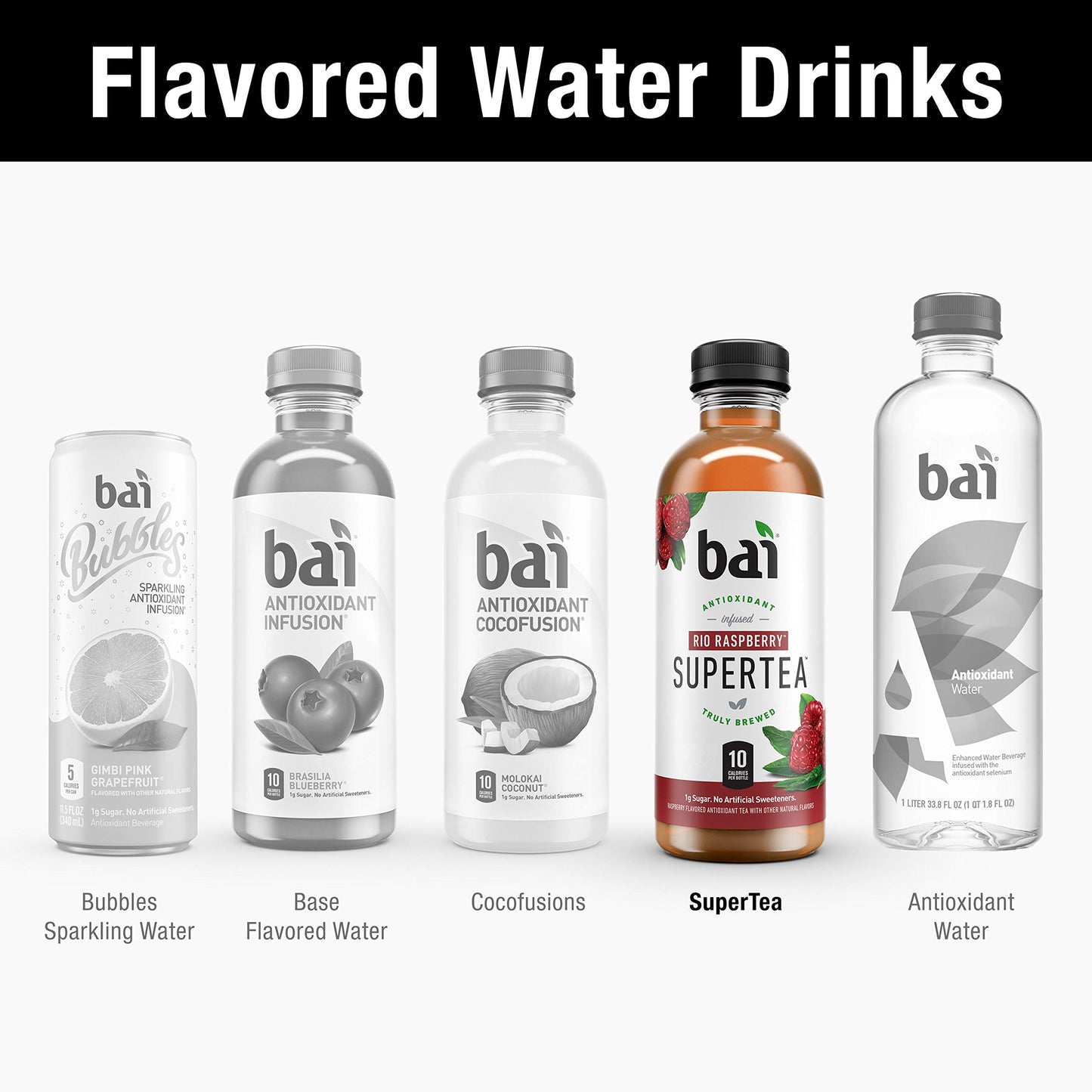 Bai Iced Tea Rio Raspberry, Antioxidant Infused, Black & White Tea, 18 Fl Oz, Pack of 12