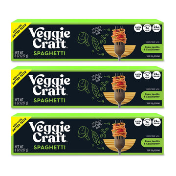 Veggiecraft Farms Spaghetti Pasta Made With Lentil, Peas, & Cauliflower - Spaghetti Noodles, Cauliflower Noodles, Gluten Free, V