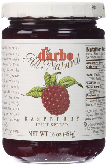 D’Arbo All-Natural Raspberry Fruit Spread, 16 Oz |Crafted Tradition | Pure Fruit Flavor No Artificial Preservatives—Ensuring A Naturally Sweet And Flavorful Spread.