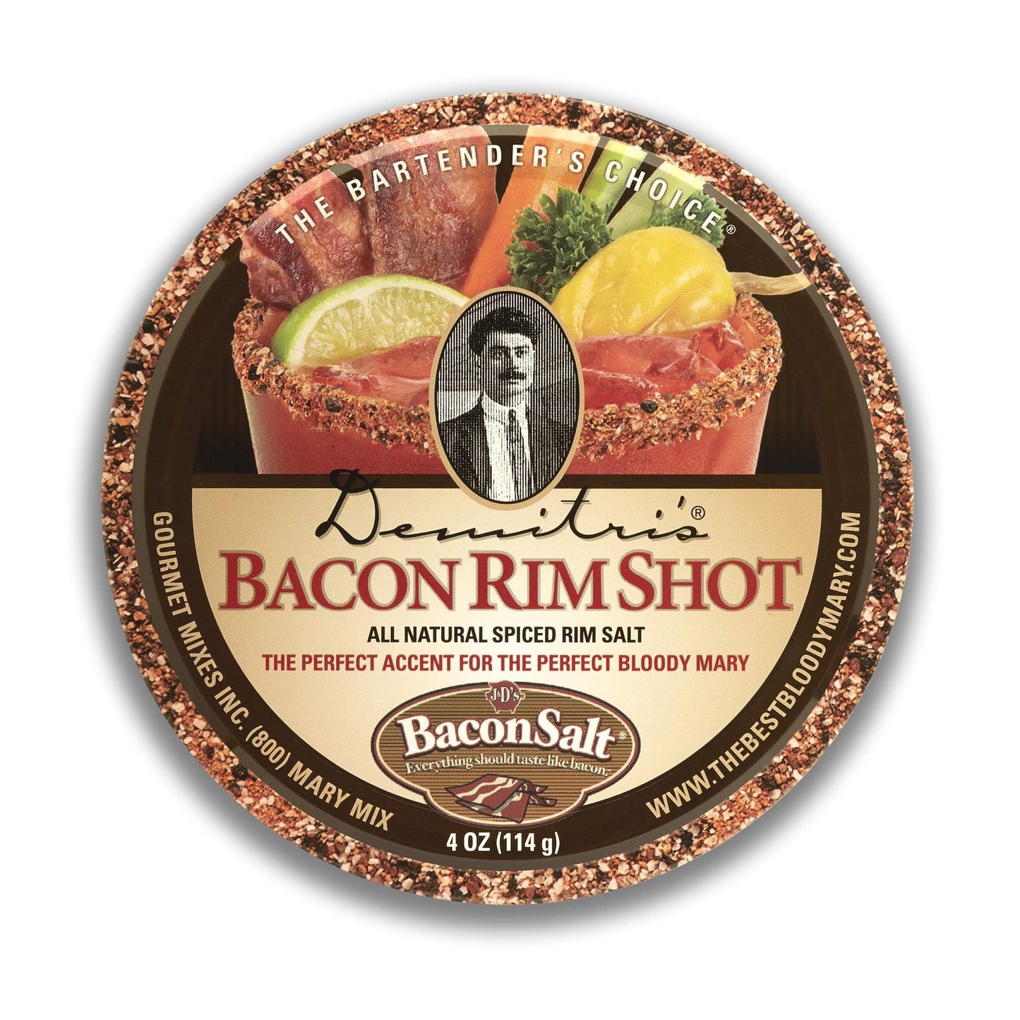 Demitri's Bacon RimShot, Spiced Rim Salt, 4oz Tins (Pack of 8)