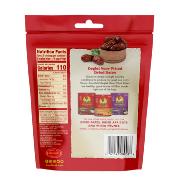 Sun-Maid Deglet Noor Pitted Dried Dates - (Pack Of 10) 8 Oz Resealable Bag - Pitted Deglet Noor Dates Dried Fruit Snack For Lunches, Snacks, And Natural Sweeteners