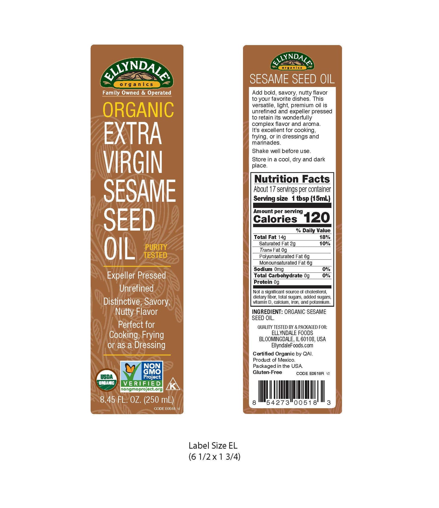NOW Foods Organic Extra Virgin Sesame Seed Oil, 8.45 Fl Oz, Model NOWF5183