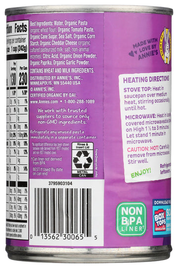 Annie'S Homegrown, Bernie Os Tomato And Cheese Organic, 15 Ounce