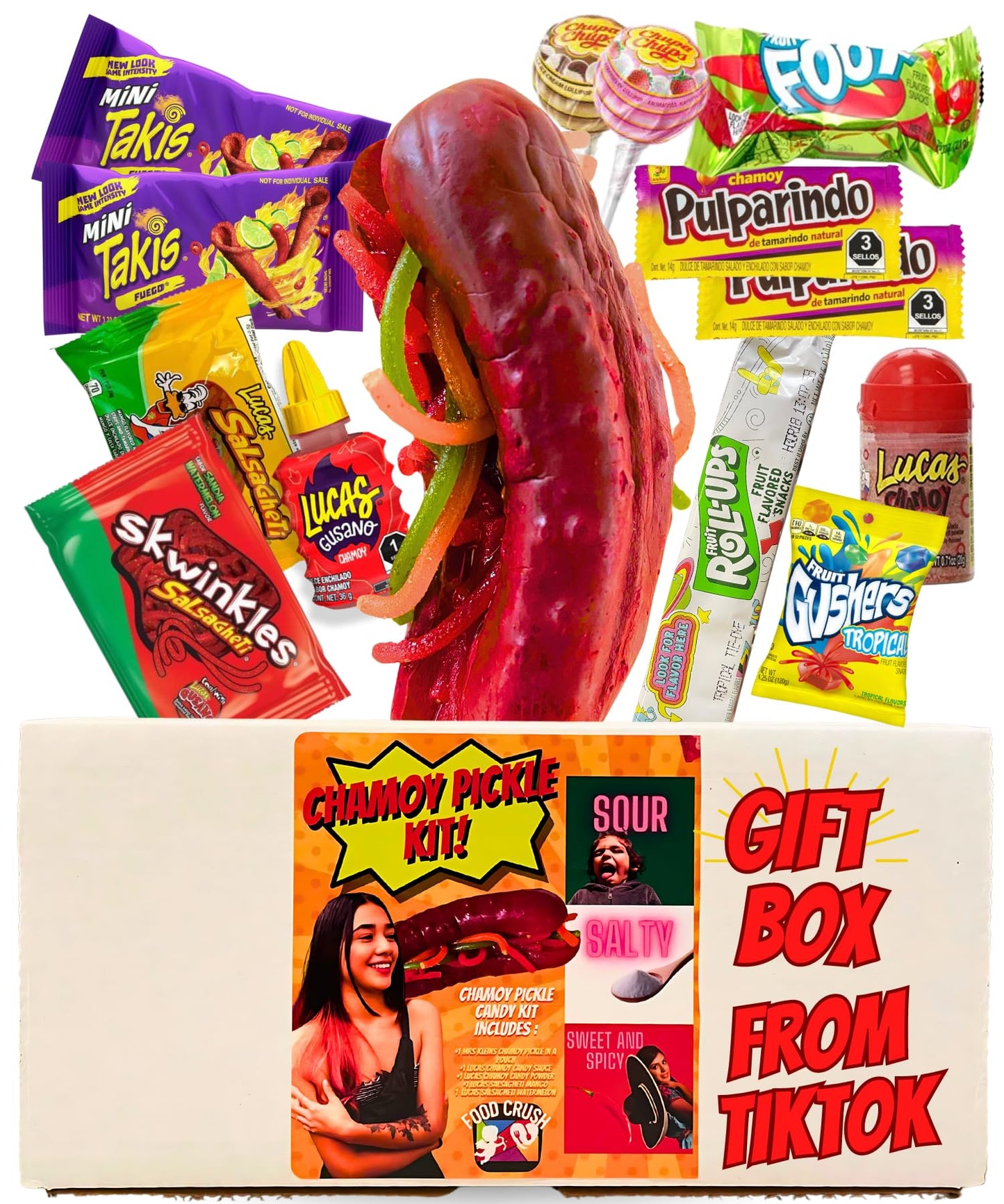 Chamoy Pickle Kit With Takis-Mexican Candy Gift Box-Tiktok Candy Trend Items-Dulces Mexicanos-By Food Crush