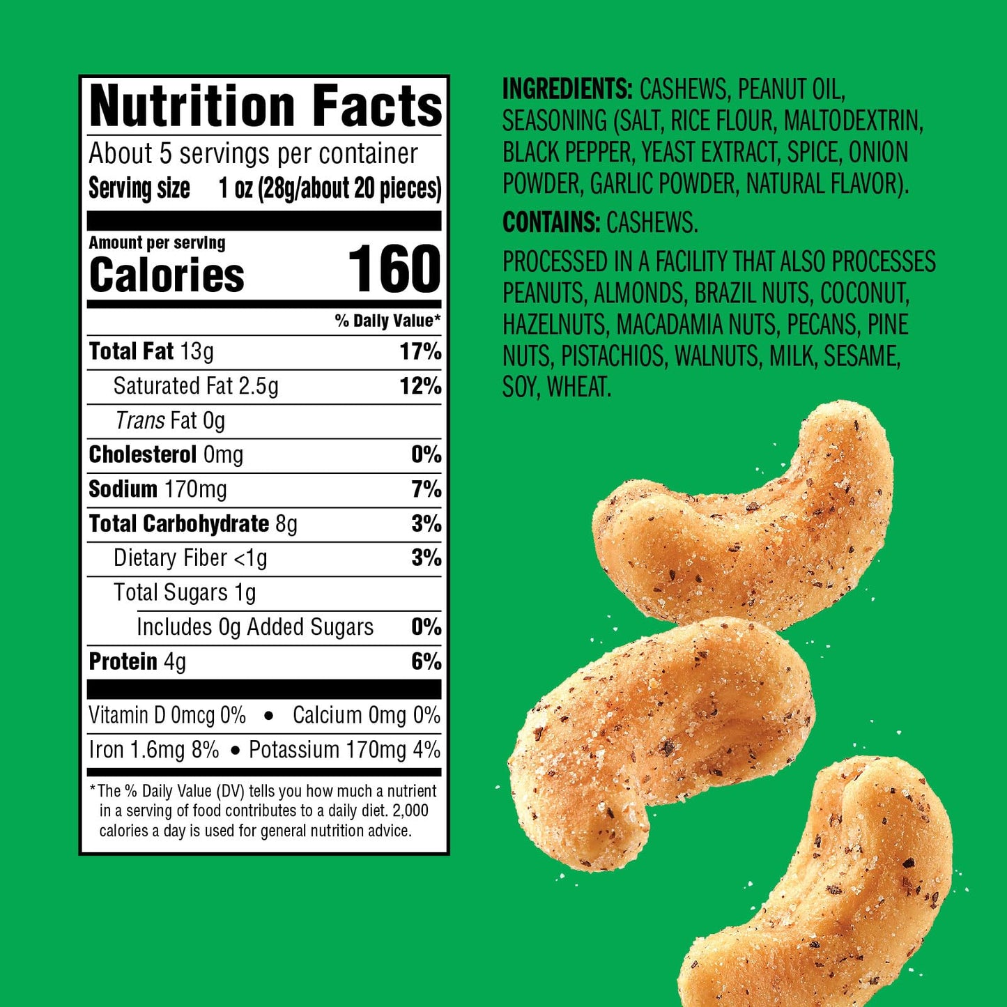 Emerald Salt & Pepper Cashews 5 oz (2 Pack)