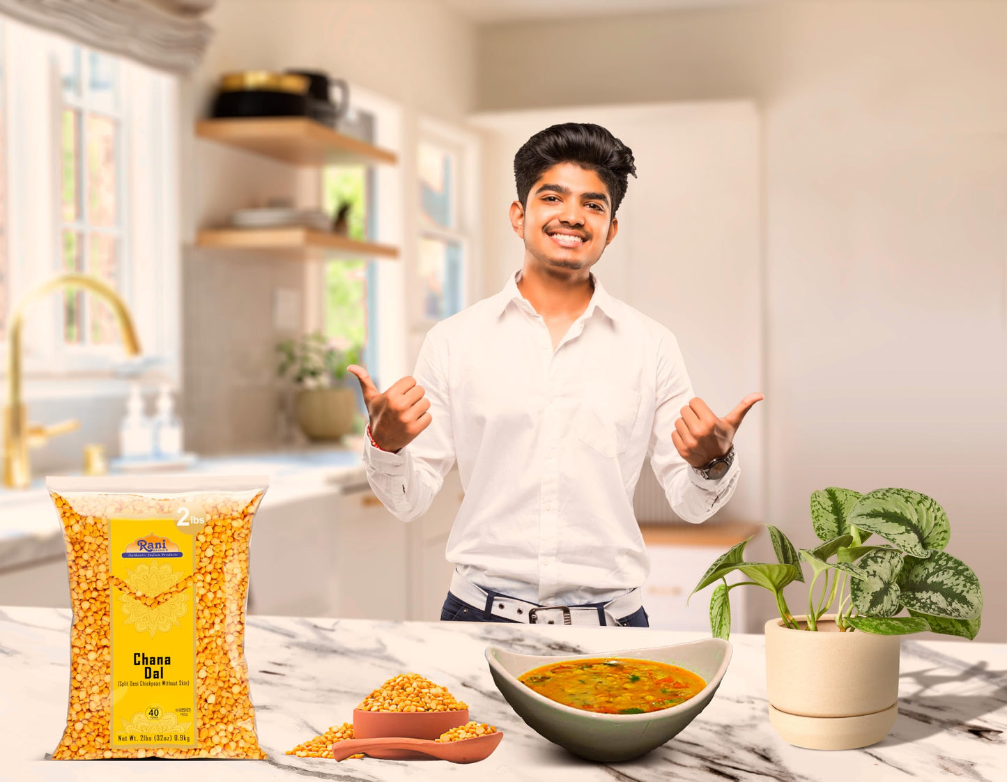 Rani Chana Dal (Split Desi Chickpeas Without Skin) 32Oz (2Lbs) 908G ~ All Natural | Gluten Friendly | Non-Gmo | Kosher | Vegan | Indian Origin