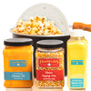 Franklins Gourmet Popcorn Stovepop Maker Bundle - 3 Piece Set with 28 oz Corn Kernels, 19 oz Butter Salt, 30 oz Coconut Oil