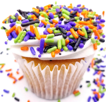 Ncs Orange, Purple, Lime Green, And Black Edible Jimmies Sprinkles, 8 Ounces - Great For Cupcakes, Cookies, Cakes, Cakes Pops, Donuts