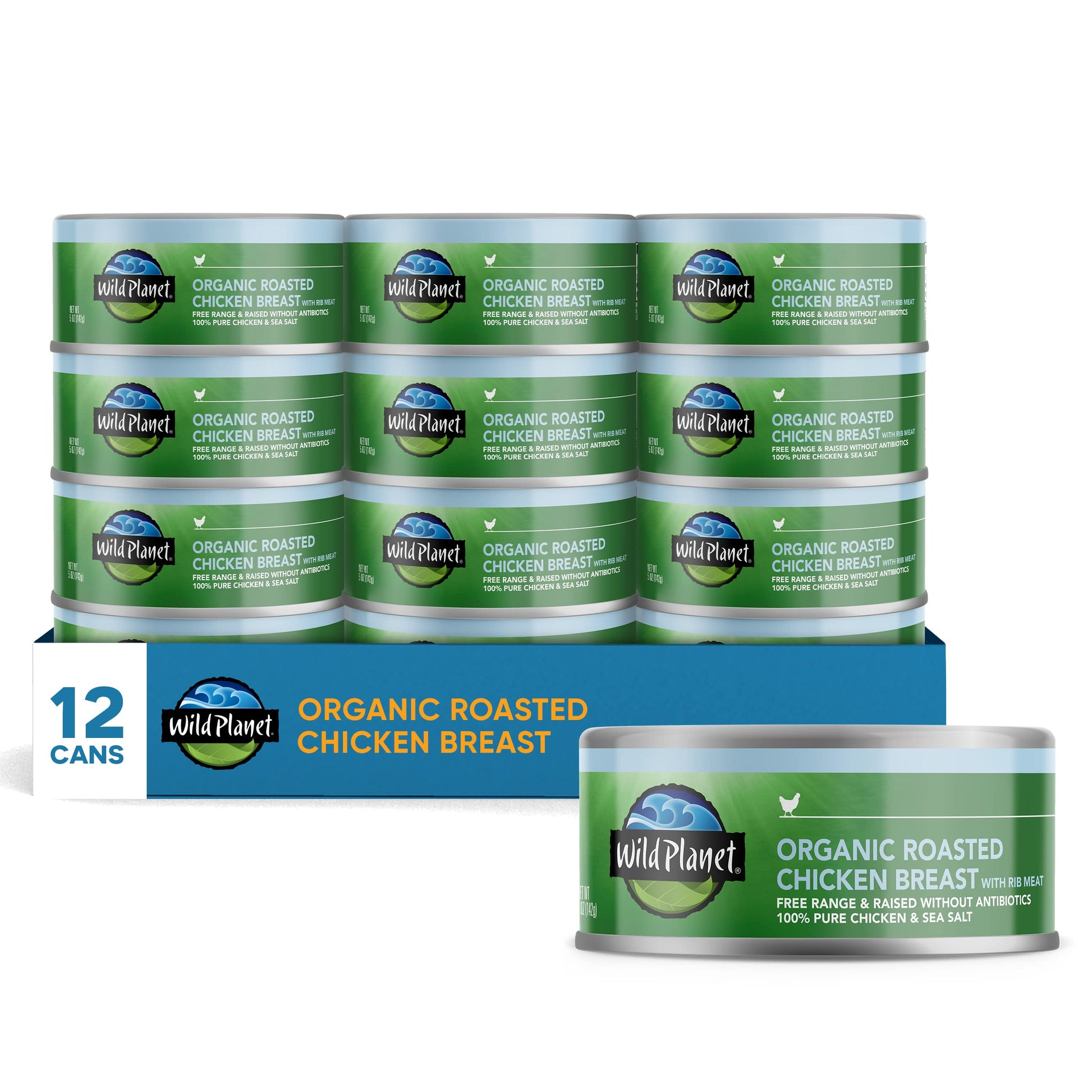 Wild Planet Organic Roasted Chicken Breast With Rib Meat, Skinless And Boneless, Sea Salt, Free Range, Non-Gmo, Gluten Free, Ket