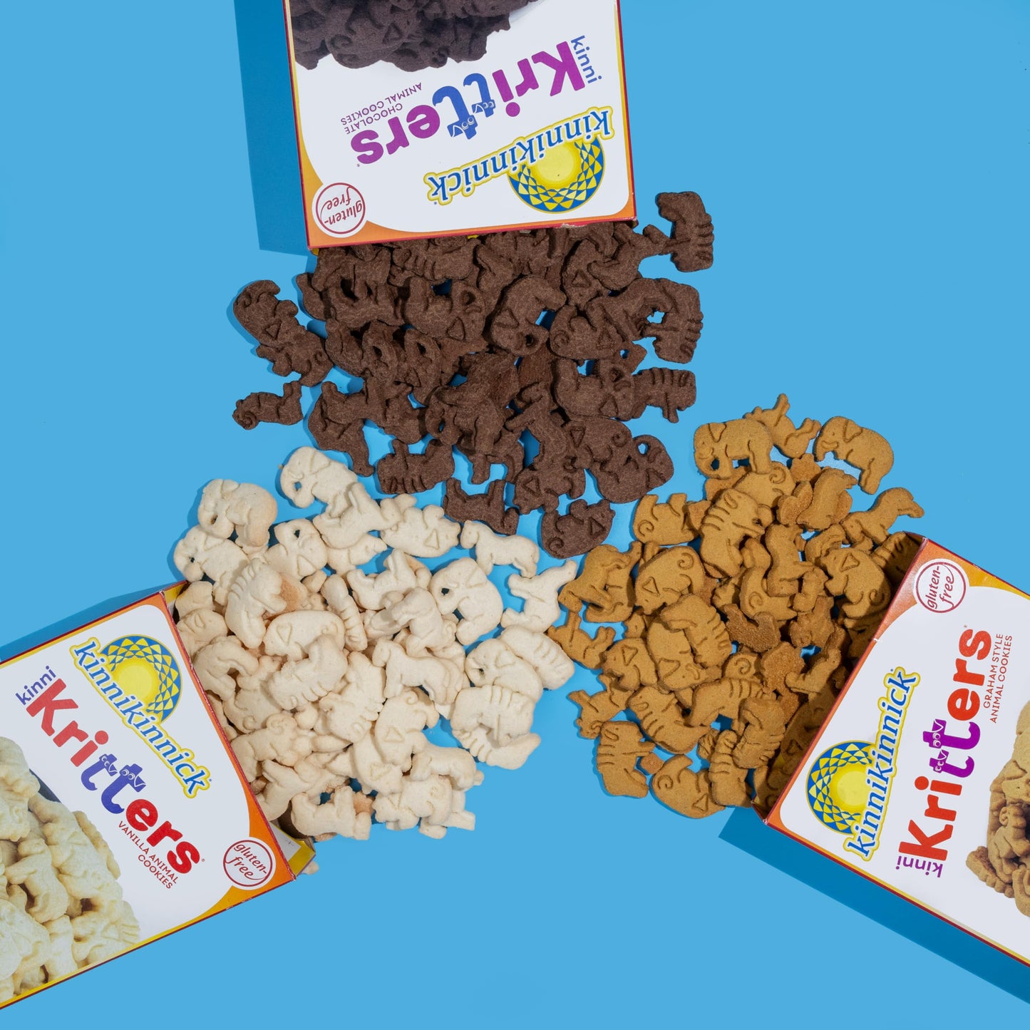 Kinnikinnick KinniKritters Animal Cookie Variety Pack - Vanilla, Chocolate, and Graham Style - Gluten Free, Allergy Friendly Veg
