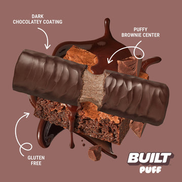 Built Bar, Puff Protein Bars, Brownie Batter Puff, 17G Protein Snacks, On-The-Go Bars, Only 140 Calories, 6G Sugar, Collagen, Gl