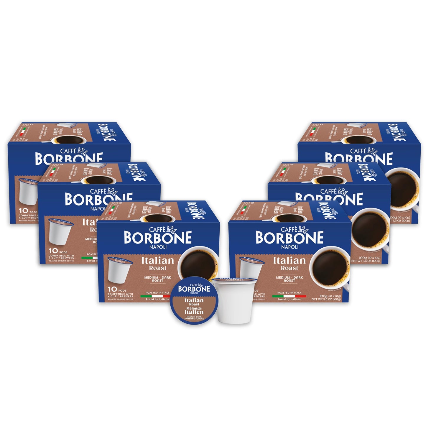 Caff Borbone Italian Roast Coffee (60 Count) - Medium Dark Roast Arabica & Robusta Blend Roasted In Italy For A Bold Smooth Taste - Single Serve Coffee Pods Compatible With K-Cup Beverage Makers