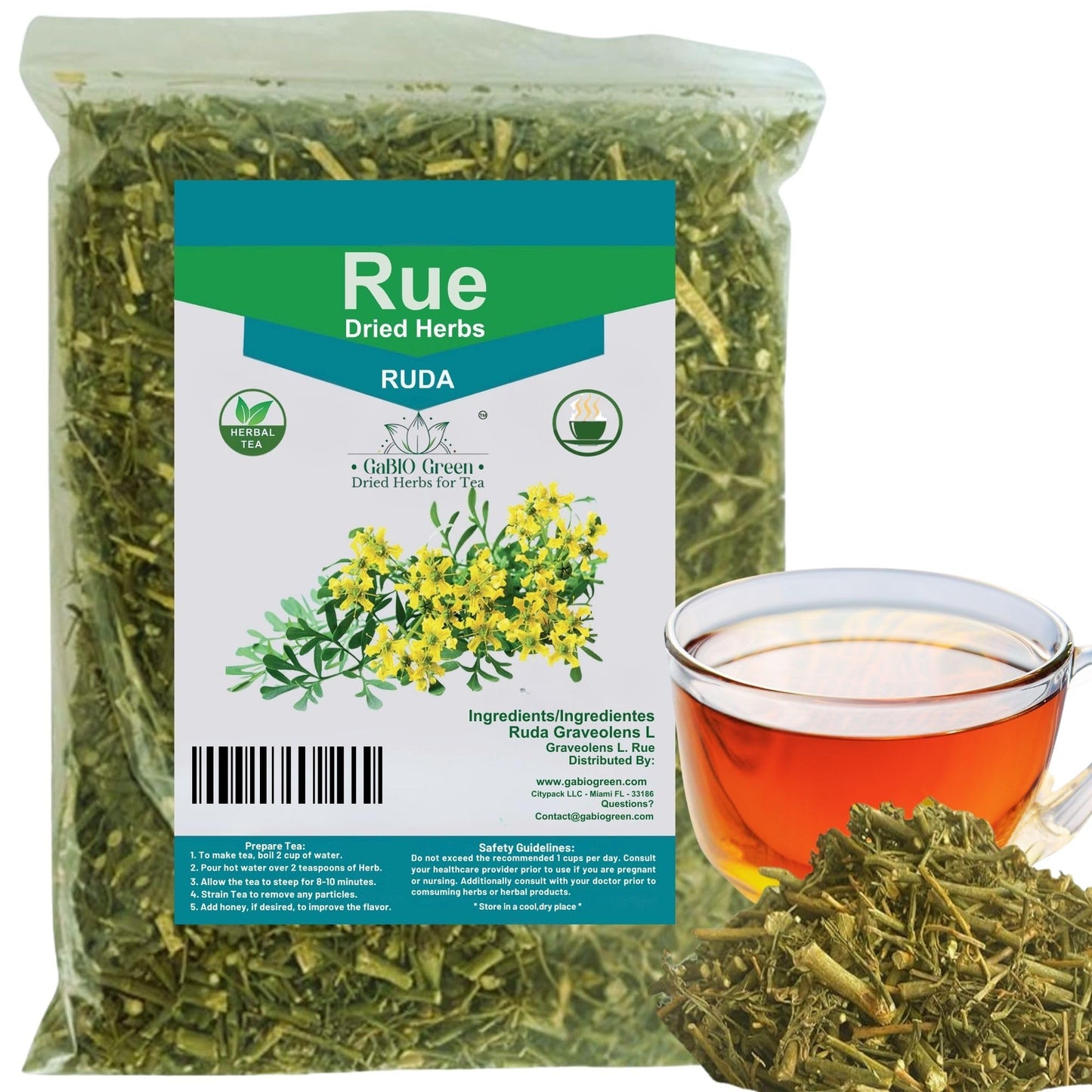 Rue Dried Herbs Ruda Seca Ruda Gpartyolens Rue Leaves And Branches Dried Rue Leaves (Ruta Gpartyolens) | Raw Herbal Ingredient (8 Ounce)