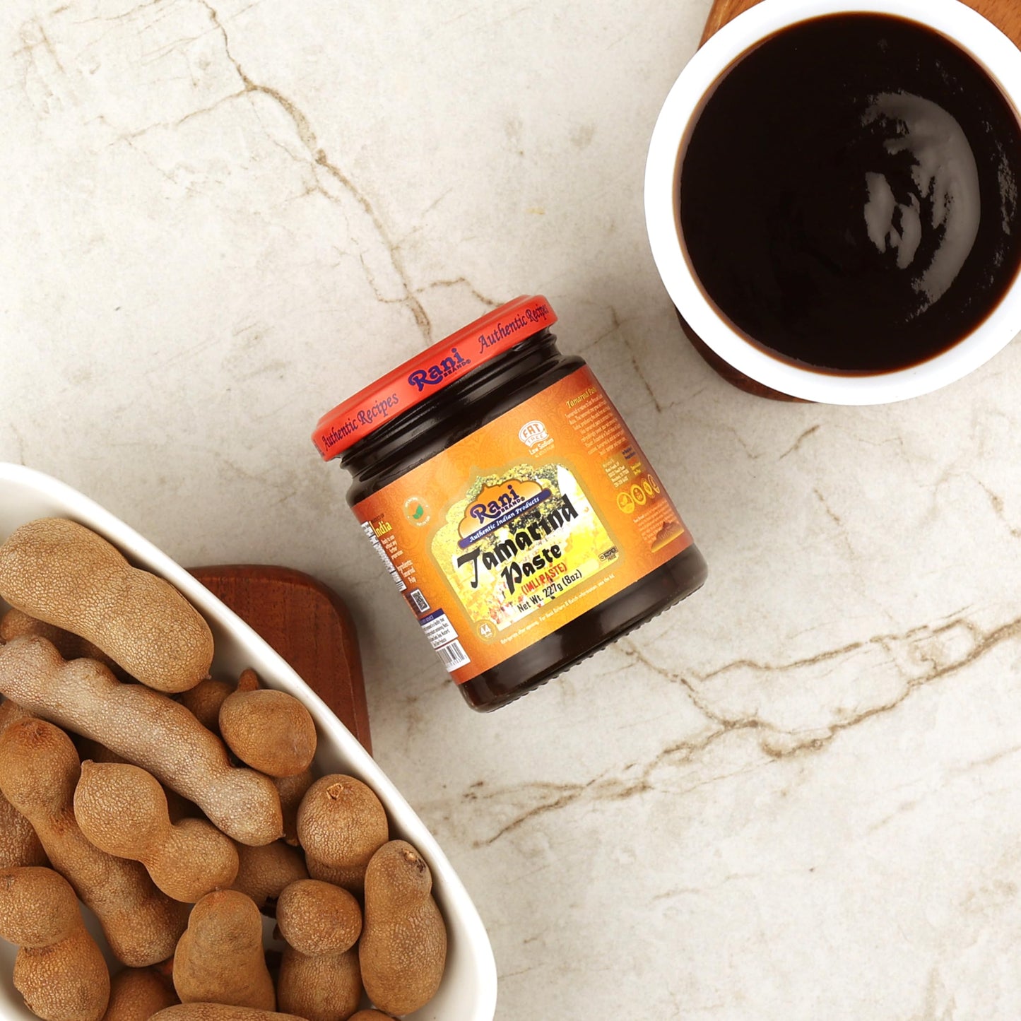 Rani Tamarind Paste Puree (Imli) 8oz (227g) Glass Jar, No added sugar ~ All Natural | Vegan | Gluten Free | No Colors | NON-GMO