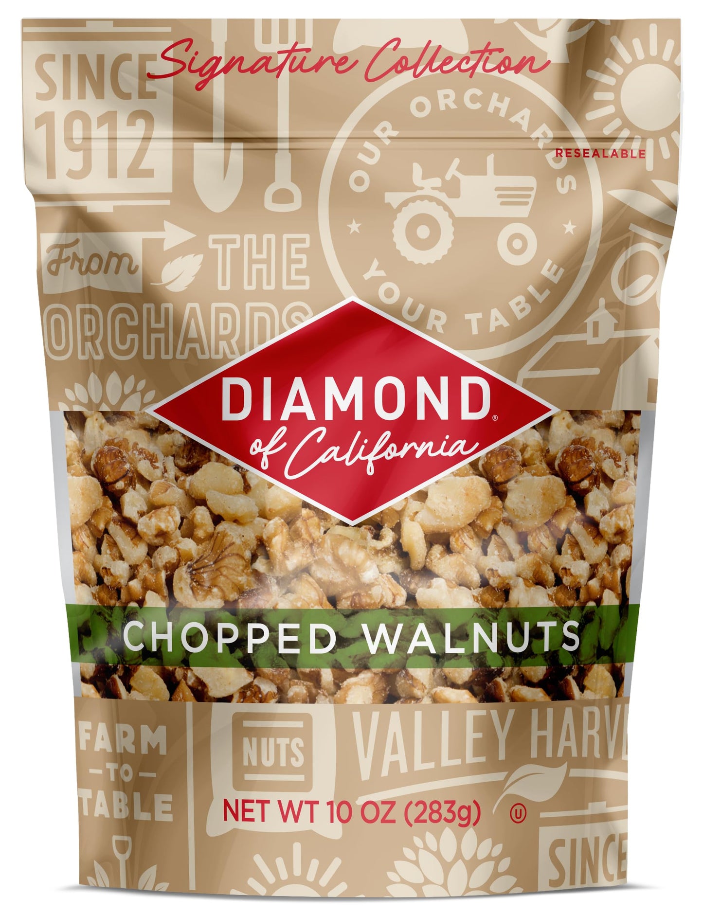 Diamond of California Signature Collection Chopped Walnuts Raw Walnuts for Wholesome Snacking or Topping Your Favorite Dishes 10 oz.