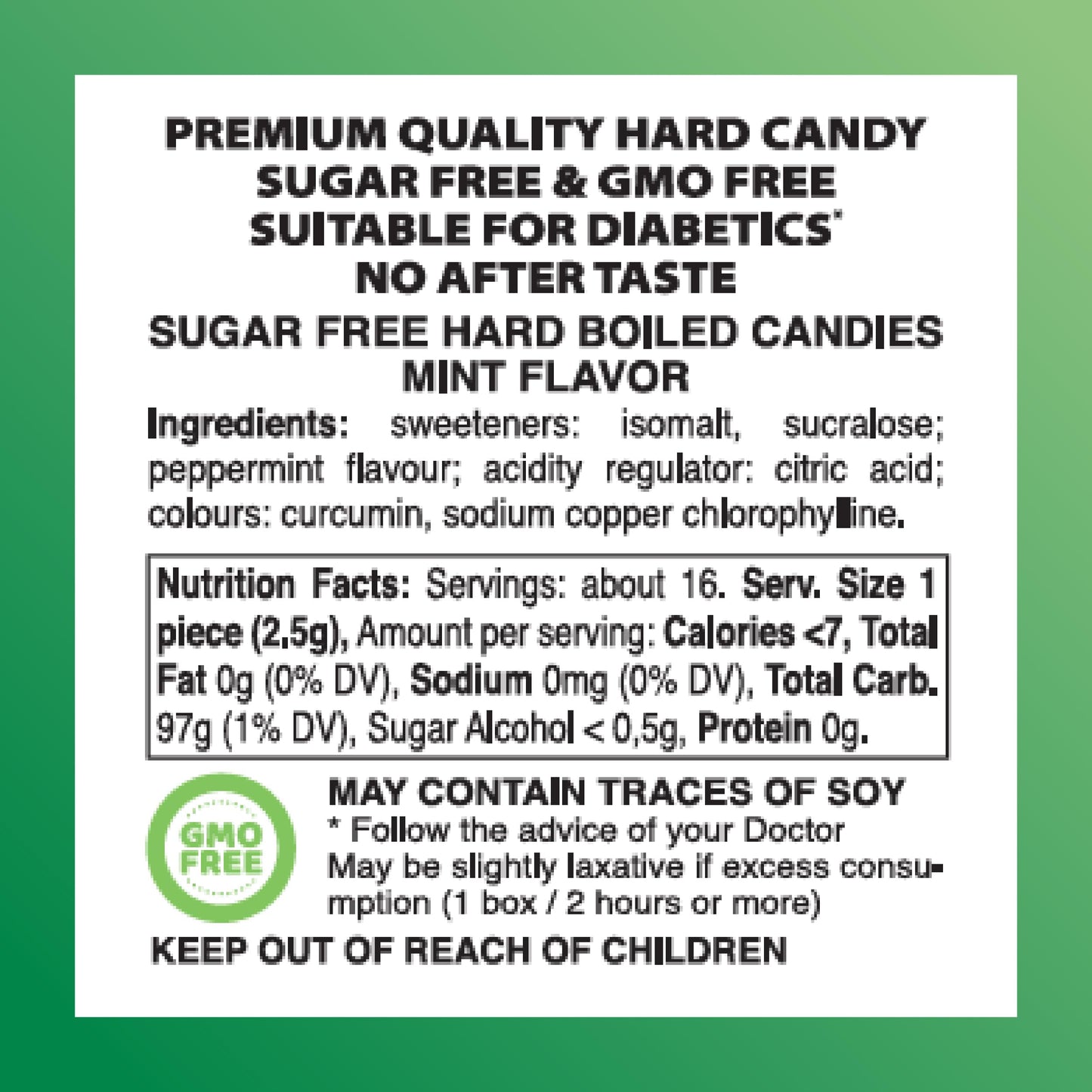 Swiss Imports Sugar Free Bonbons Hard Candy Drops, Mint, 1.4 Oz/40G Box, 9 Pack