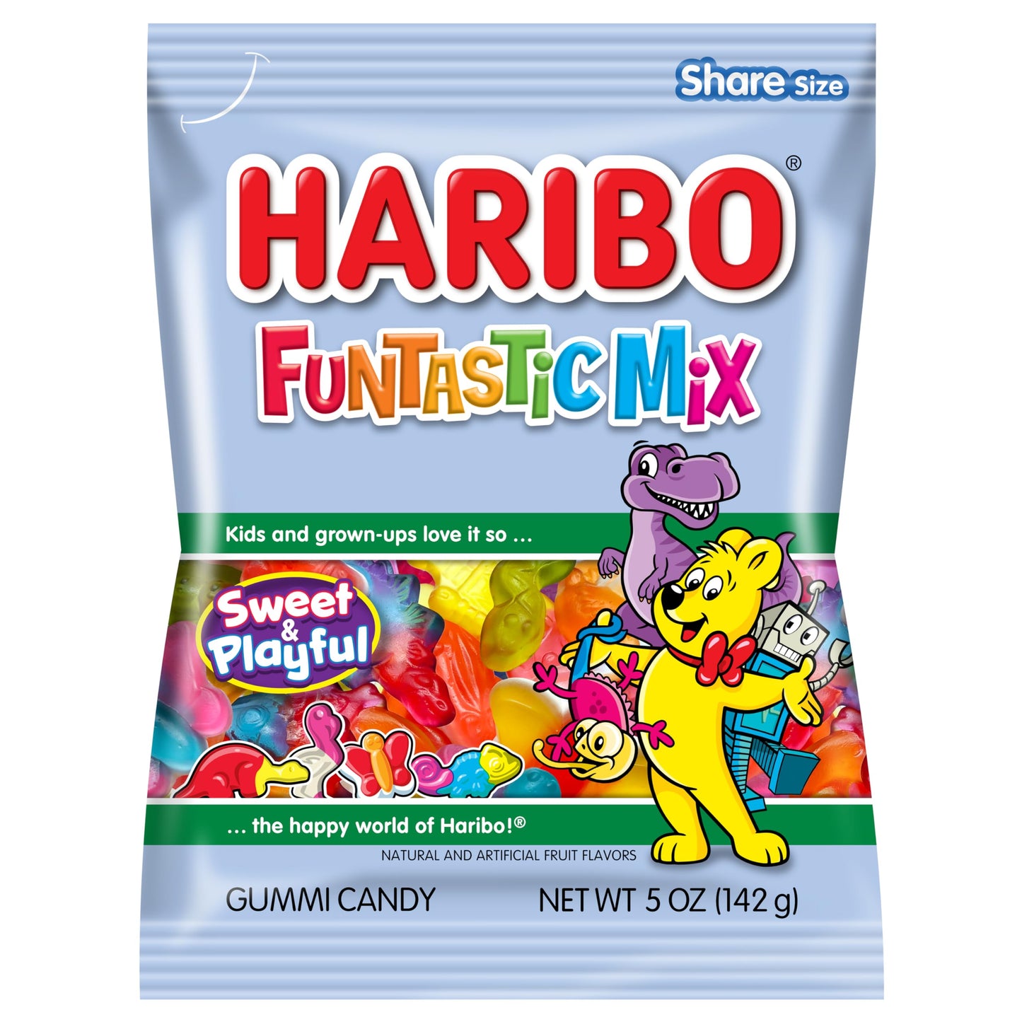 Haribo Gummi Candy | Funtastic Mix In Shareable Size Bags | Many Shapes & Flavors 5 Oz. (Pack Of 12)