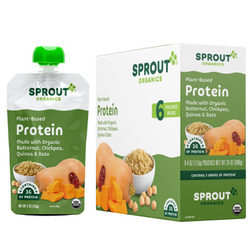 Sprout Organic Baby Food Pouches Stage 3 Plant Powered Protein, Butternut Chickpea Quinoa And Dates, 4 Ounce Pouches (Pack Of 12