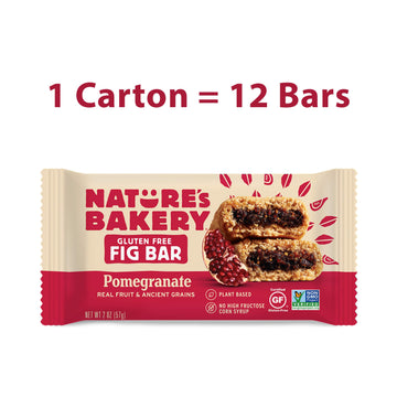Nature's Bakery Gluten Free Fig Bars, Pomegranate, 12 Pack of 2 oz Vegan Snacks, Non-GMO, Healthy Treats