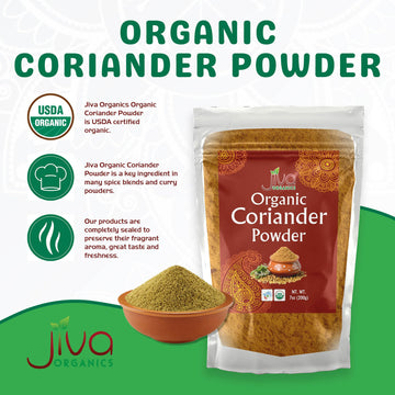 Jiva Organics Organic Ground Coriander Powder - Non-Gmo, Pure - Dhania, Coriander Seeds Ground (7 Ounce Bag)