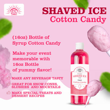 Under The Sun Products- 16Oz Bottle Of Snow Cone Syrup (16 Fl Oz (Pack Of 1), Cotton Candy)